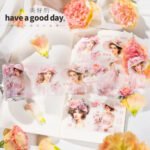 Şeffaf Pembe Gül Kadın Pet Bant Döngü 5x35 Cm Scrapbook Bullet Journal Ajanda Washi