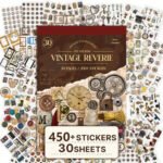 30 Sayfa 450 Adet Şeffaf Vintage Retro Sticker Kitabı Bullet Journal Scrapbook Laptop 14x20cm